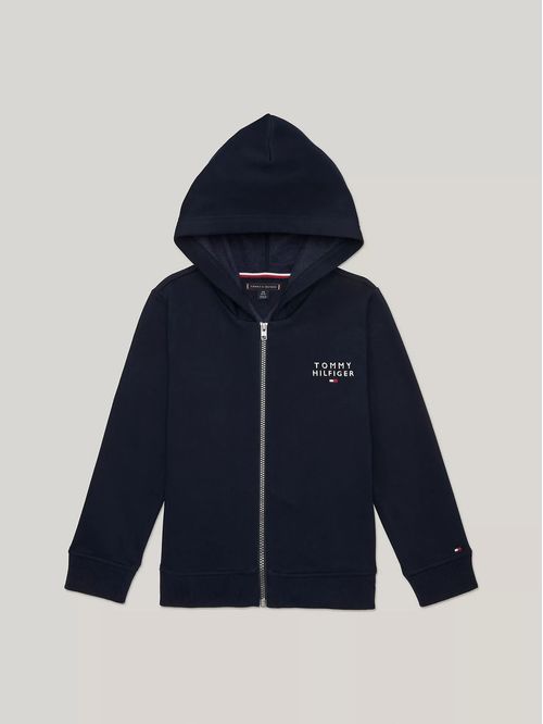 Sweater con hoodie y cierre de zipper