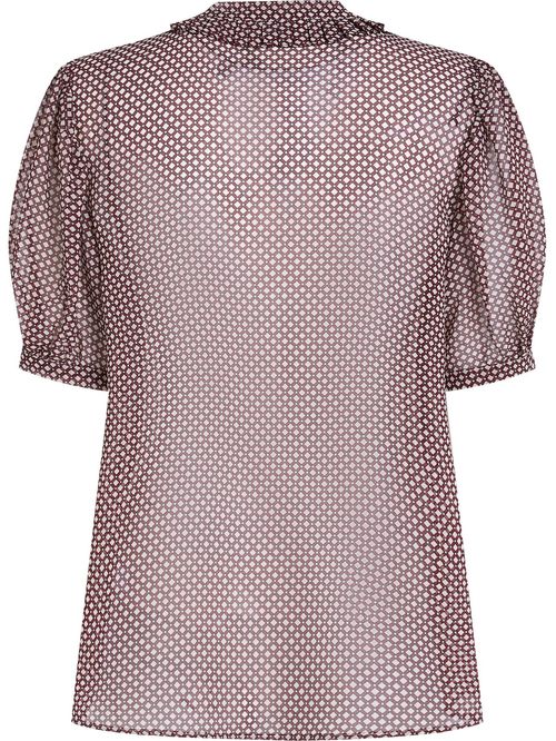 Blusa transparente con estampado y manga corta