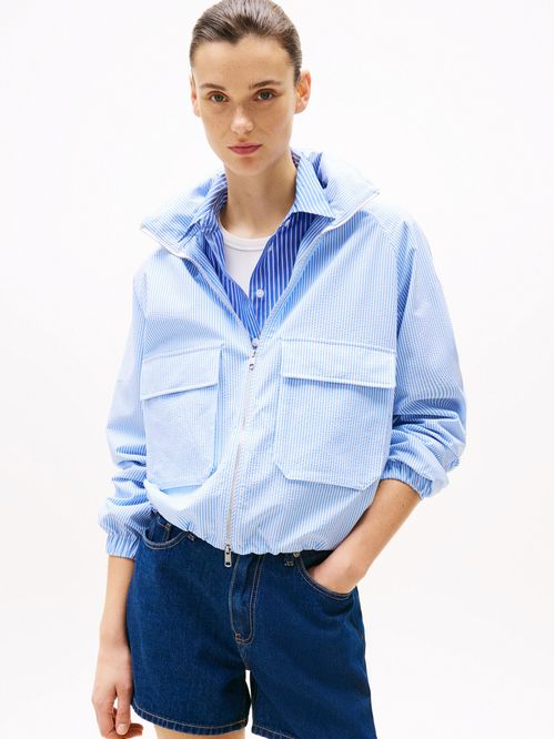 Chaqueta Cropped de Rayas Finas