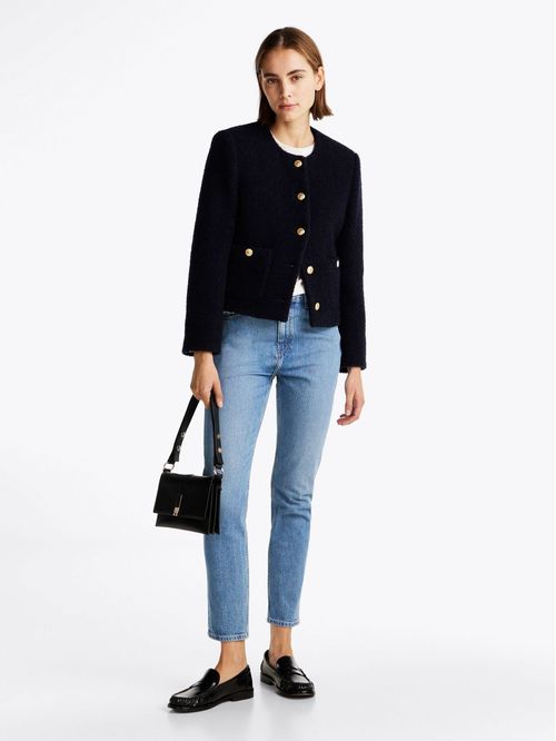 Jeans tobilleros ajustados de talle alto