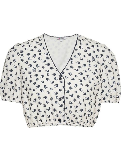 Blusa de corte cropped con diseño AOP