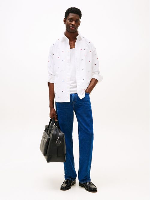 Camisa de algodón Oxford con logos bordados