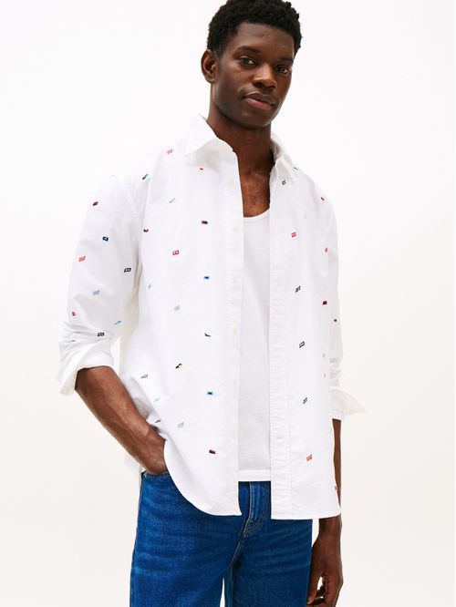 Camisa de algodón Oxford con logos bordados