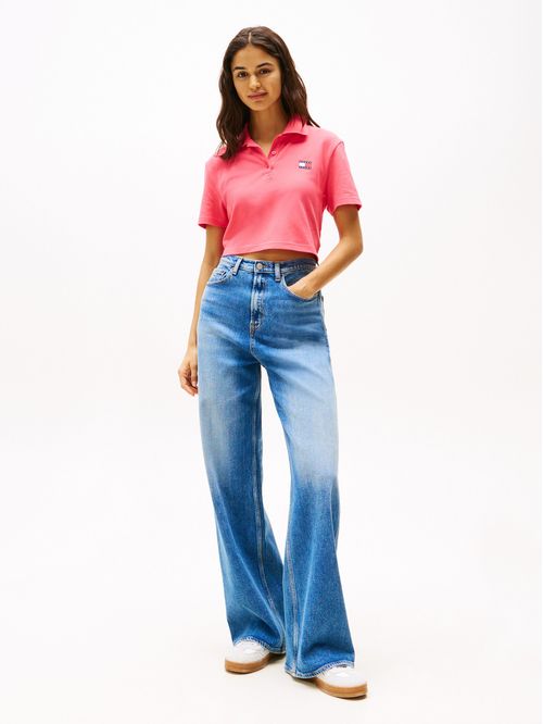 Polo de corte cropped con diseño de rayas