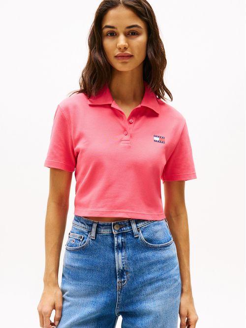 Polo de corte cropped con diseño de rayas