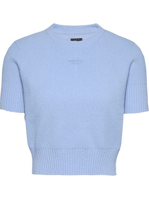 Sweater de manga corta en punto canalé