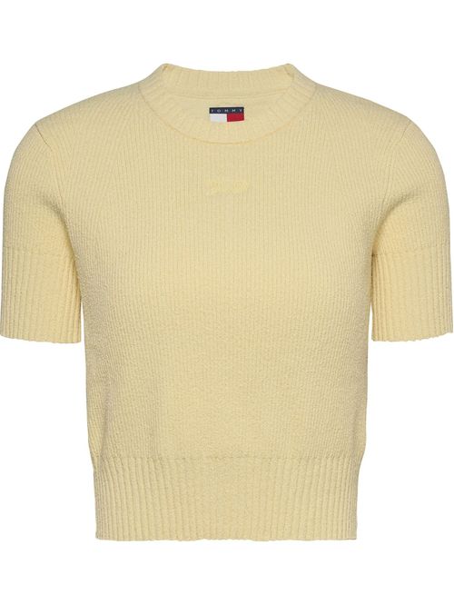 Sweater de manga corta en punto canalé