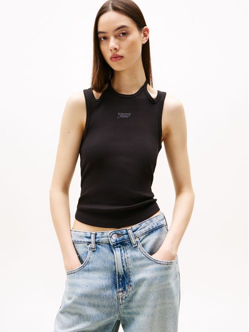 T-shirt sin mangas con cuello halter