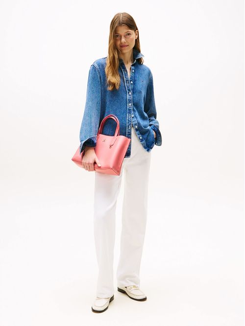 Cartera tote con placa del monograma TH