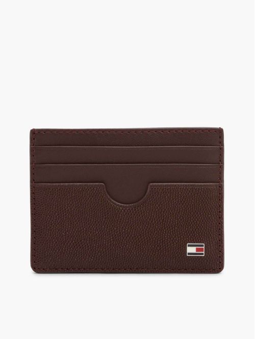 Tarjetero de piel con logo esmaltado