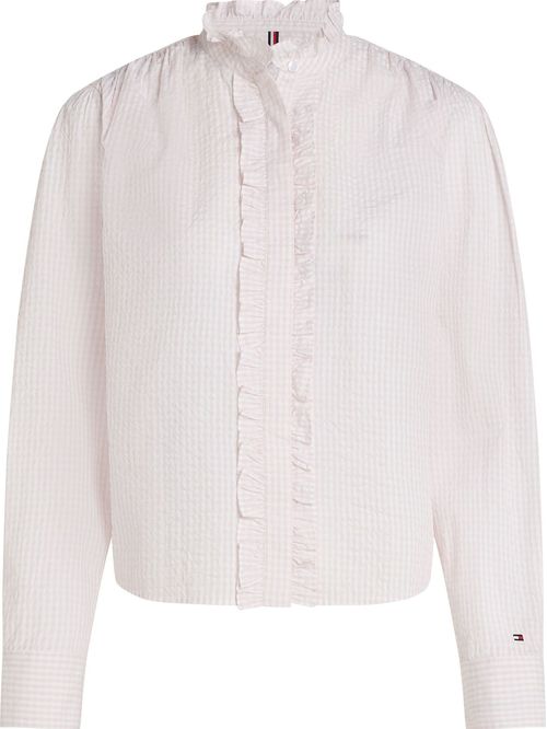 Blusa a Cuadros Vichy con Cuello Fruncido