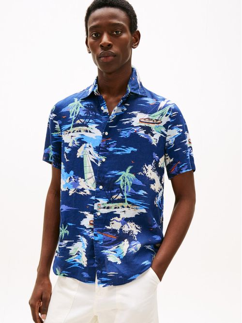 Camisa de manga corta con estampado tropical