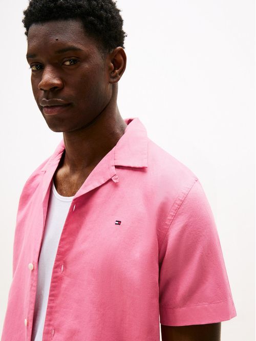 Camisa de manga corta en mezcla de lino