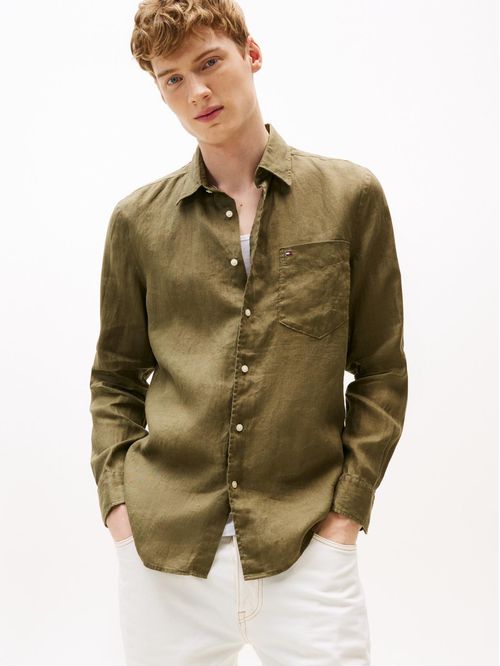 Camisa de puro lino de corte regular