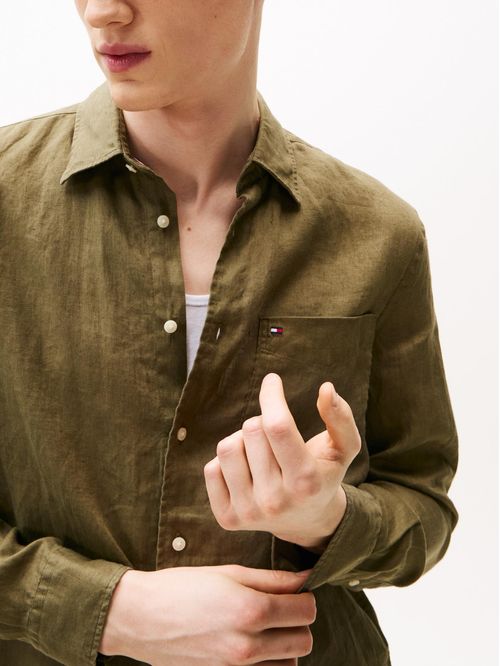 Camisa de puro lino de corte regular