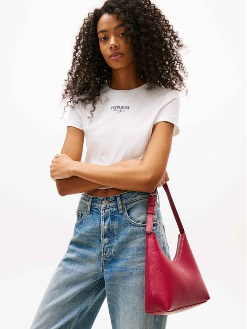 Cartera de hombro con textura granulada