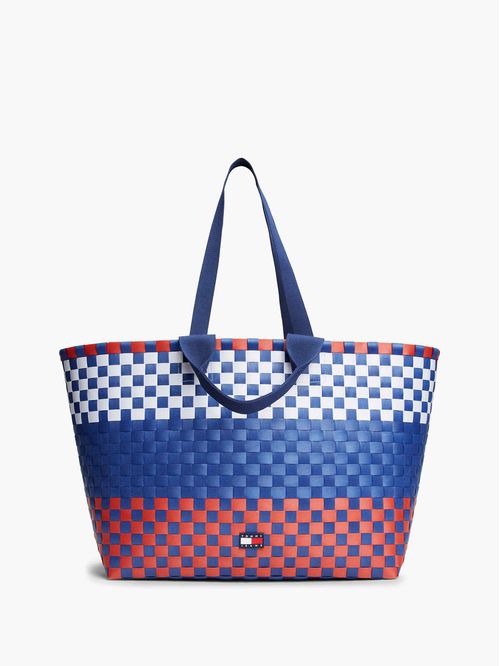 Cartera tote de tejido a cuadros