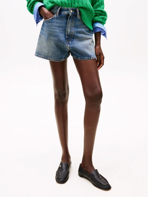 Short denim acampanado de talle alto