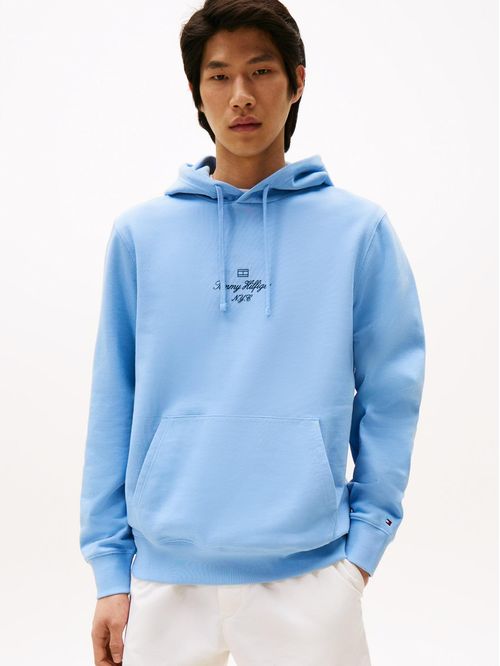 Sweater con hoodie y logo ribeteado