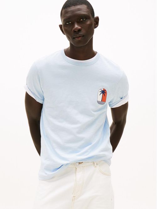 T-shirt de cuello redondo con logo tropical