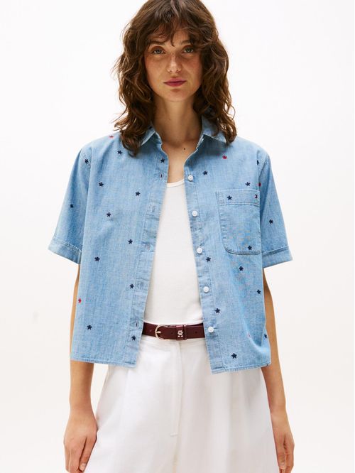 Camisa Chambray bordado de estrellas