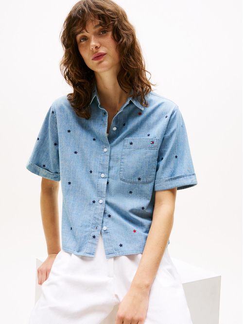 Camisa Chambray bordado de estrellas