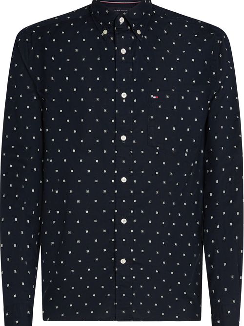 Camisa de corte regular con popelina y estampado pequeño de puntos