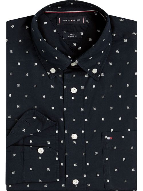 Camisa de corte regular con popelina y estampado pequeño de puntos