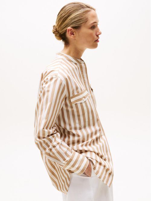 Camisa de popelín sin cuello