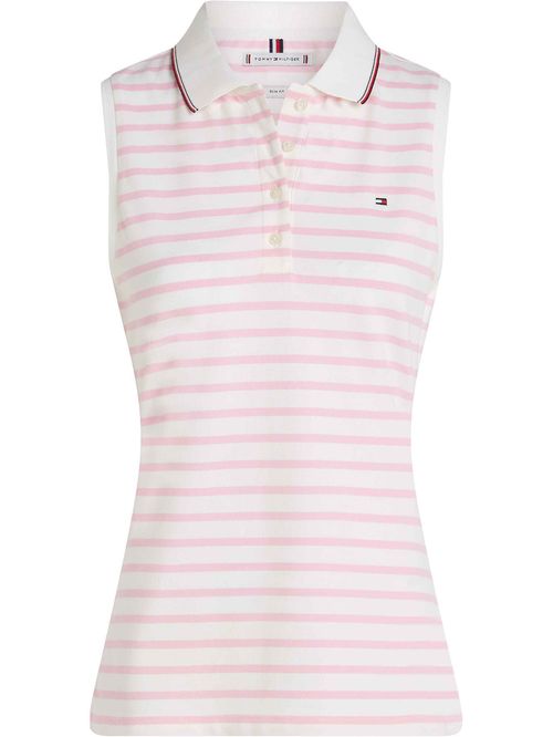 Polo sin mangas de corte slim con diseño de rayas