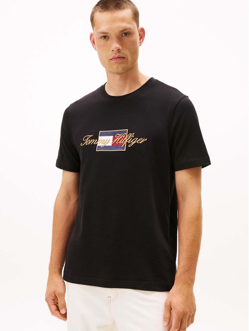 T-shirt de cuello redondo con logo bordado